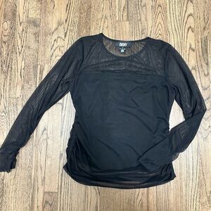 DKNY Black Mesh Long Sleeve Top